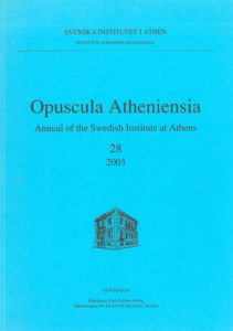 Front cover of Opuscula Atheniensia 28