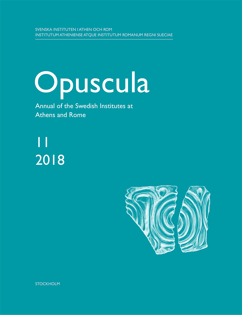 Front cover of Opuscula. Annual of the Swedish Institutes at Athens and Rome 11 (2018)
