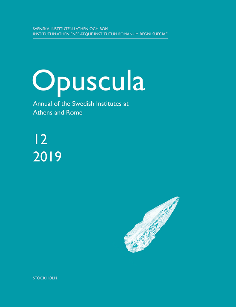 Front cover of Opuscula. Annual of the Swedish Institutes at Athens and Rome 12, 2019