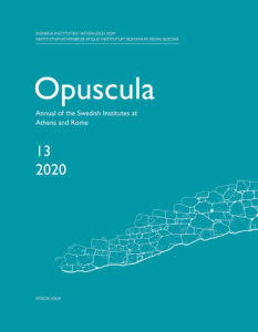 Front cover of Opuscula. Annual of the Swedish Institutes at Athens and Rome 13, 2020