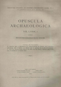 Front cover of Opuscula Archaeologica, vol. 1