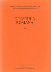 Opuscula Romana 20 (Skrifter utgivna av Svenska Institutet i Rom, 4°, 52), Stockholm 1996. ISSN: 0081-993X. ISBN: 978-91-7042-152-5. Softcover: 292 pages.