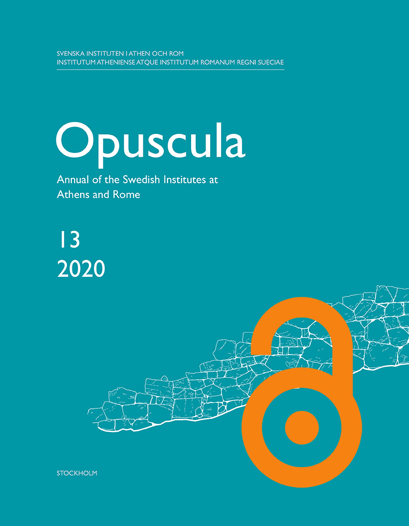 Opuscula. Annual of the Swedish Institutes at Athens and Rome (OpAthRom) 13, Stockholm 2020. ISSN: 2000-0898. ISBN: 978-91-977799-2-0. Softcover, 248 pages. https://doi.org/10.30549/opathrom-13