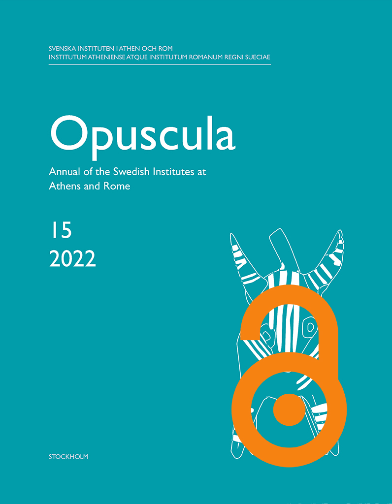 Opuscula. Annual of the Swedish Institutes at Athens and Rome (OpAthRom) 15, Stockholm 2022. ISSN: 2000-0898. ISBN: 978-91-977799-4-4. Softcover, 268 pages. https://doi.org/10.30549/opathrom-15